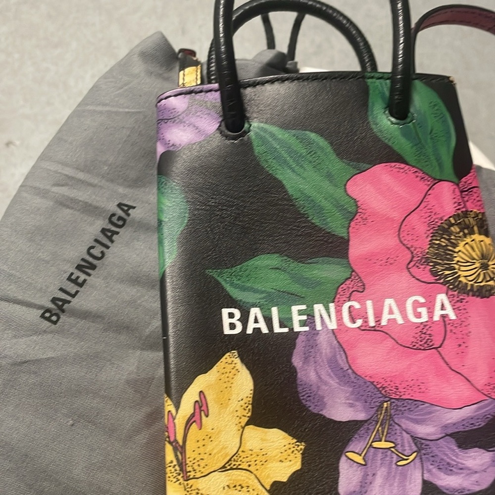 Balenciaga Floral Print Women's Bag - Black and Multicolor - Picture 3 of 4